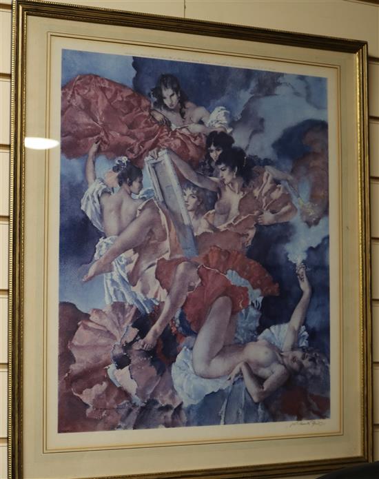 William Russell Flint, 3 limited edition prints, each signed in pencil, largest 51 x 67cm